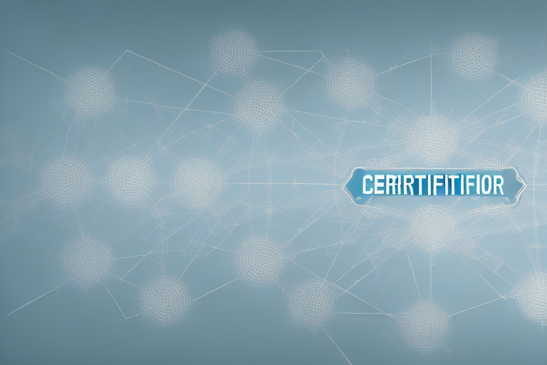 A computer network with a highlighted path to represent the two certification paths