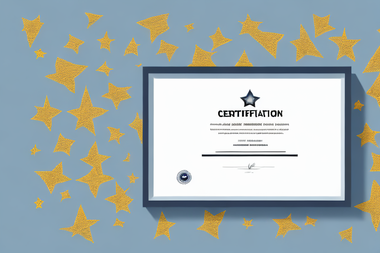 A certificate with a gold star on it