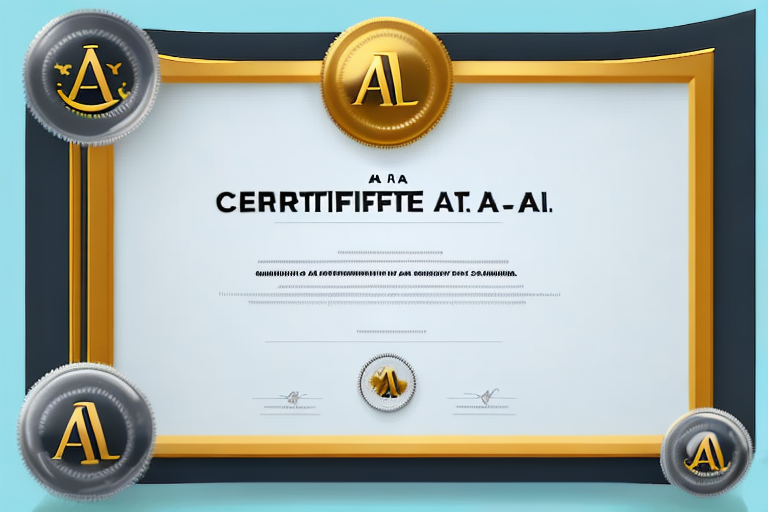 A certificate with a gold seal and a large a+ on it