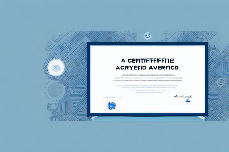 A computer with a certificate of achievement on the screen