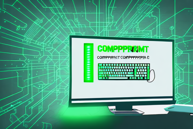 A computer with a glowing green light to represent passing the comptia a+ exam